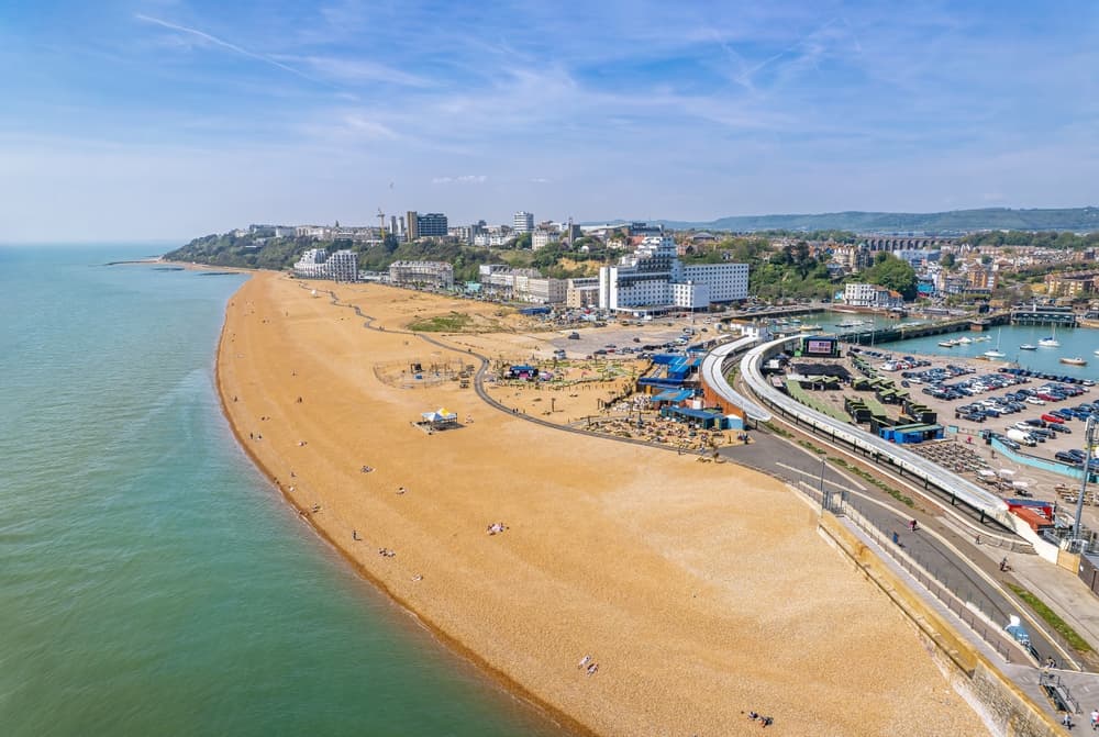 Folkestone's coastline from above