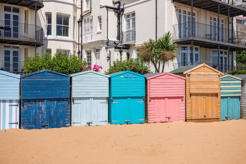 Colourful beach huts on a Thanet beach